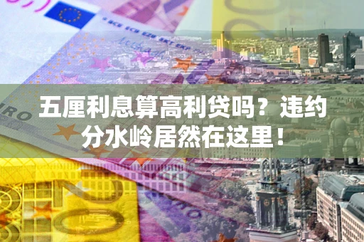 武汉五厘利息算高利贷吗？违约分水岭居然在这里！