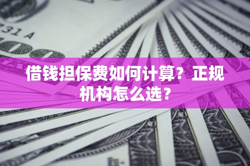武汉借钱担保费如何计算？正规机构怎么选？